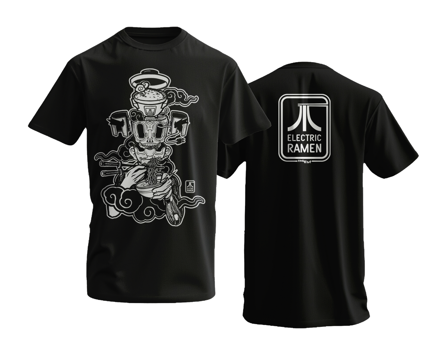 Do Androids Crave Electric Ramen on Black, Front & Back Print